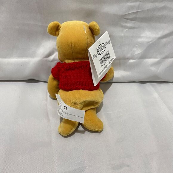 1990’s Disney Store Official Winnie the Pooh Red Sweater Stuffed Bean Plush 8 In - Picture 3 of 6